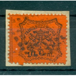 Etats Pontificaux 1868 - Y & T. n. 22 - Armoiries 10 centimes sur fragment (ix)