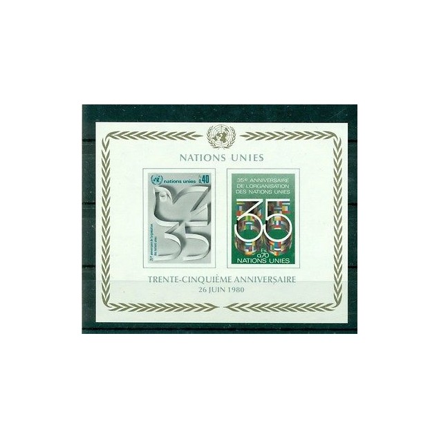 Nations Unies Géneve 1980 - Michel n.92/93 B - Feuillet n.2  - "35e anniversaire