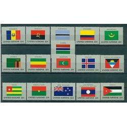 Nations Unies New York 1986 - Michel n. 499/514 -  Drapeaux des Nations Unies