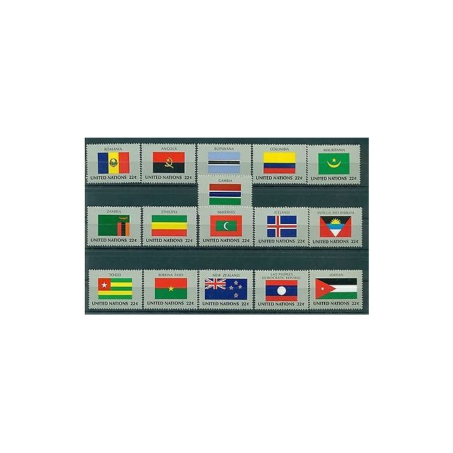 Nations Unies New York 1986 - Michel n. 499/514 -  Drapeaux des Nations Unies