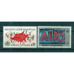 Nations Unies Vienna 1990 - Michel n. 100/01 - "Lutte mondiale contre le SIDA"