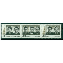 URSS 1969 - Y & T n. 3542/44 - Equipages des Soyouz 6, 7 et 8
