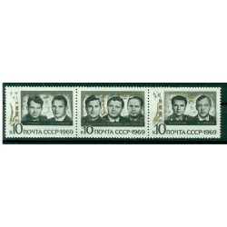 URSS 1969 - Y & T n. 3542/44 - Equipaggi delle Soyuz 6, 7 e 8
