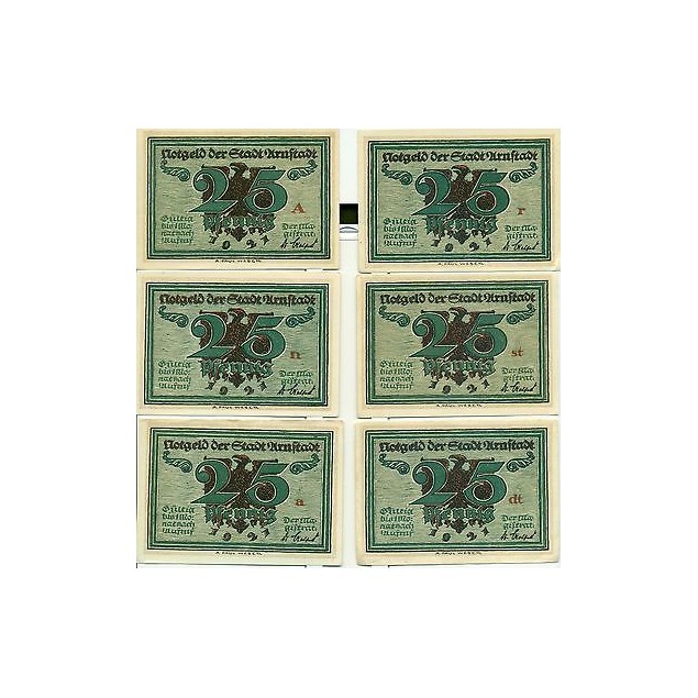 OLD GERMANY EMERGENCY PAPER MONEY - NOTGELD Arnstadt 1921