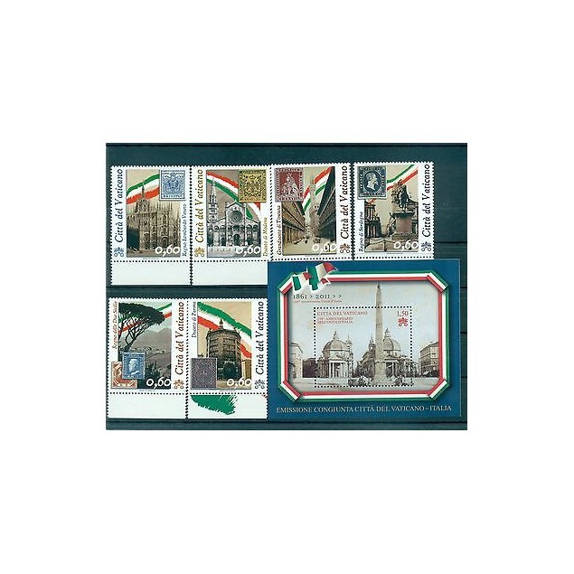 MONUMENTI & STAMP ON STAMP VATICAN 2011 150Â° UnitÃ  d'Italia set+blocks