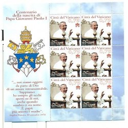 PAPA GIOVANNI PAOLO I - POPE JOHN PAUL I VATICAN 2012 100th Birthday sheetlet