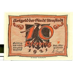 OLD GERMANY EMERGENCY PAPER MONEY - NOTGELD Arnstadt 1921 10 Pf  "r"