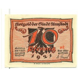 OLD GERMANY EMERGENCY PAPER MONEY - NOTGELD Arnstadt 1921 10 Pf  "st"