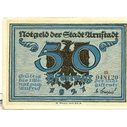 OLD GERMANY EMERGENCY PAPER MONEY - NOTGELD Arnstadt 1921 50 Pf  "n"