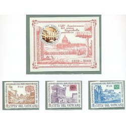 Vatican 2002 - Mi. n. 1407/1409 + BL 23 - Premier timbre-poste pontifical 150e