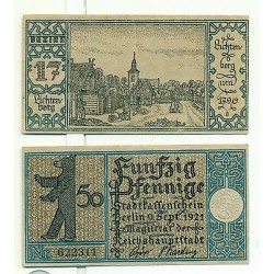 OLD GERMANY EMERGENCY PAPER MONEY - NOTGELD Berlin 1921 50 Pf Townships 17