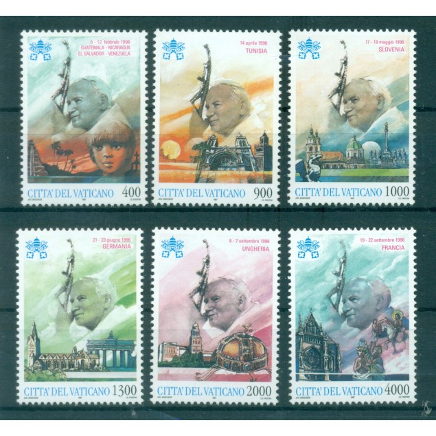 Vatican 1989 - Mi. n. 988/992 - "Viaggi del Papa" Jean Paul II