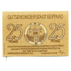 OLD GERMANY EMERGENCY PAPER MONEY - NOTGELD Boppard 1920 25 Pf