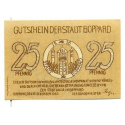 OLD GERMANY EMERGENCY PAPER MONEY - NOTGELD Boppard 1920 25 Pf