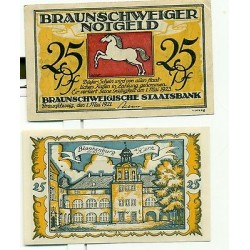 OLD GERMANY EMERGENCY PAPER MONEY - NOTGELD Braunschweig 1921 25 Pf