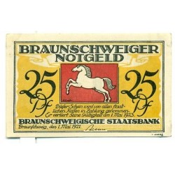 OLD GERMANY EMERGENCY PAPER MONEY - NOTGELD Braunschweig 1921 25 Pf