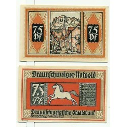 OLD GERMANY EMERGENCY PAPER MONEY - NOTGELD Braunschweig 1921 75 Pf