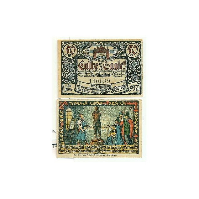 OLD GERMANY EMERGENCY PAPER MONEY - NOTGELD Calbe a.d. Saale 1917 3