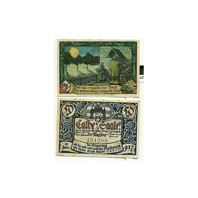 OLD GERMANY EMERGENCY PAPER MONEY - NOTGELD Calbe a.d. Saale 1917 6