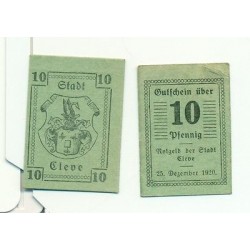 OLD GERMANY EMERGENCY PAPER MONEY - NOTGELD Cleve 1920 10 Pf