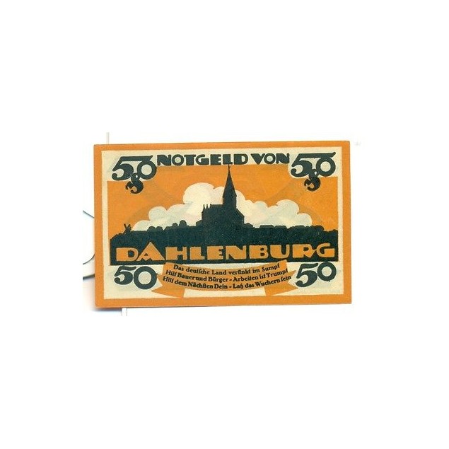 OLD GERMANY EMERGENCY PAPER MONEY - NOTGELD Dahlenburg 1921 50 Pf