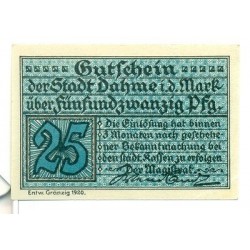 OLD GERMANY EMERGENCY PAPER MONEY - NOTGELD Dahme 1920 25 Pf