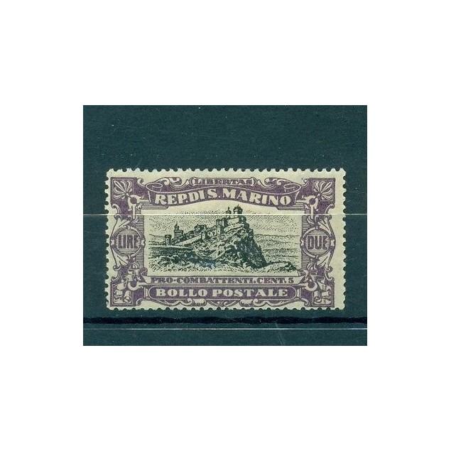 SAN MARINO 1918 "La Rocca" Surtaxé Overcharged L.2+5c