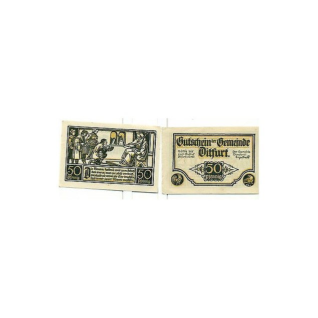 OLD GERMANY EMERGENCY PAPER MONEY - NOTGELD Ditfurt 1921 50 Pf 2