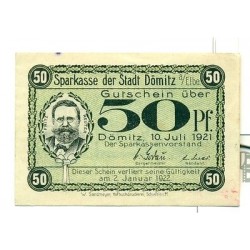 OLD GERMANY EMERGENCY PAPER MONEY - NOTGELD Domitz 1921 50 Pf
