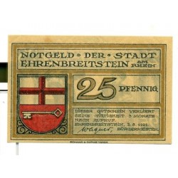OLD GERMANY EMERGENCY PAPER MONEY - NOTGELD Ehrenbreitsein 1921 25 Pf 3 Paar