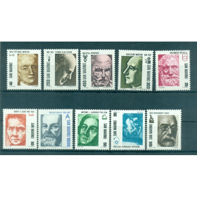 San Marino1982 - Mi. n. 1251/1260 - Scientists