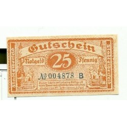 OLD GERMANY EMERGENCY PAPER MONEY - NOTGELD Elberfeld 1919 25 Pf