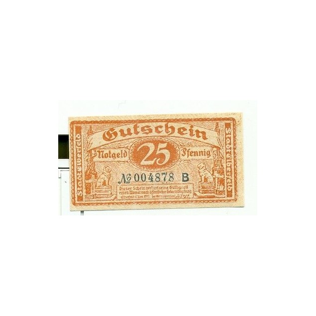 OLD GERMANY EMERGENCY PAPER MONEY - NOTGELD Elberfeld 1919 25 Pf