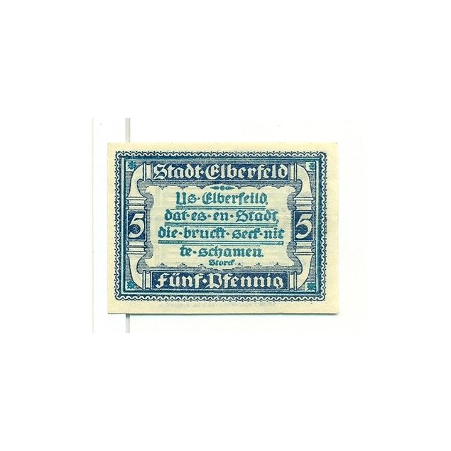 OLD GERMANY EMERGENCY PAPER MONEY - NOTGELD Elberfeld 1920