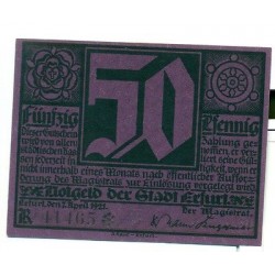OLD GERMANY EMERGENCY PAPER MONEY - NOTGELD Erfurt 1921 Lutherjubilaum 50Pf R