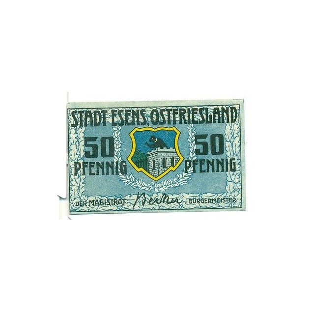 OLD GERMANY EMERGENCY PAPER MONEY - NOTGELD Esens 1920 50 Pf