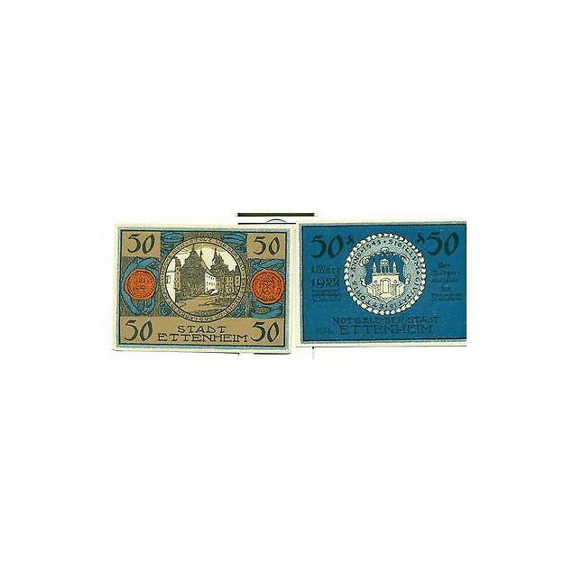 OLD GERMANY EMERGENCY PAPER MONEY - NOTGELD Ettenheim 1922 50 Pf 4 Recke dich