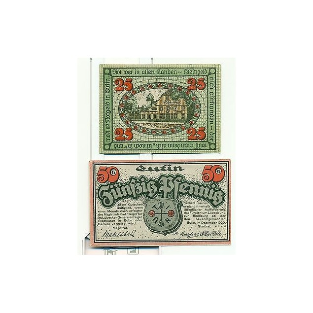 OLD GERMANY EMERGENCY PAPER MONEY - NOTGELD Eutin 1920