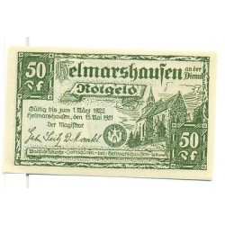 OLD GERMANY EMERGENCY PAPER MONEY - NOTGELD Helmarshausen 1921 50 Pf