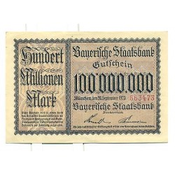 OLD GERMANY EMERGENCY PAPER MONEY - NOTGELD Munchen 1923 100.000.000 Mk