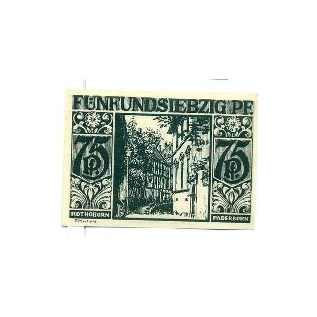 OLD GERMANY EMERGENCY PAPER MONEY - NOTGELD Paderborn 1921 75 Pf