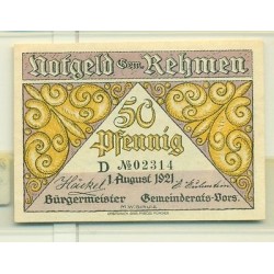 OLD GERMANY EMERGENCY PAPER MONEY - NOTGELD Rehmen 1921 50 Pf