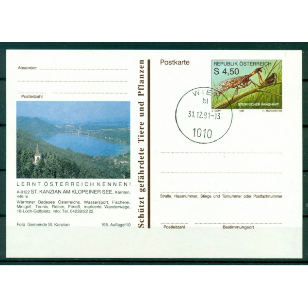 Autriche  1991 - Entier postal  St. Kanzian Am Klopeiner See - 4,50 S