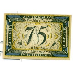 OLD GERMANY EMERGENCY PAPER MONEY - NOTGELD Twistringen 1921 75 Pf