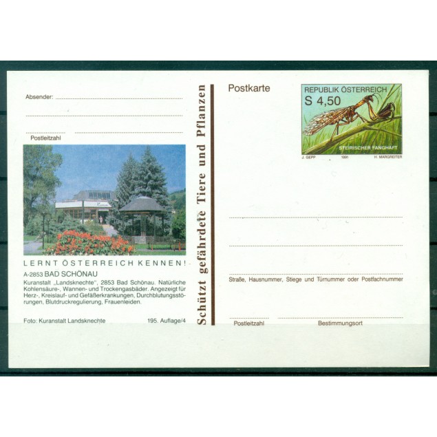 Autriche  1991 - Entier postal  Bad Schonau - 4,50 S