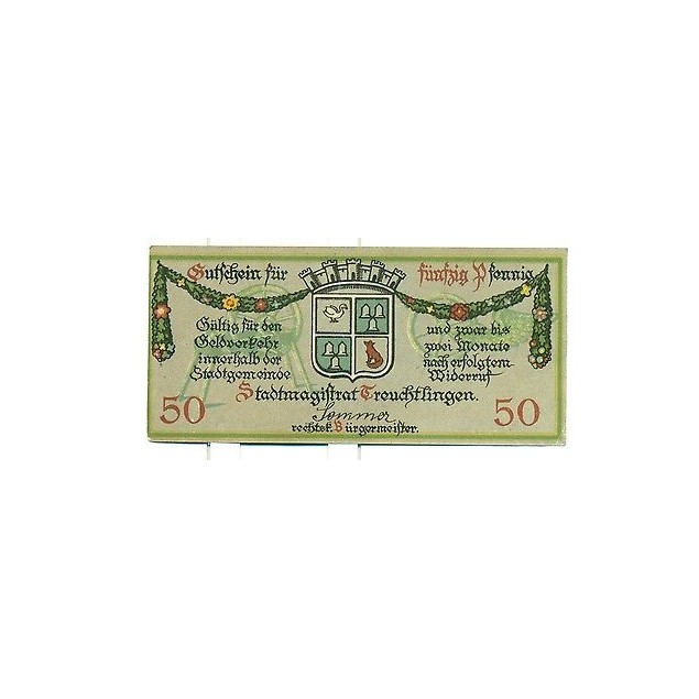 OLD GERMANY EMERGENCY PPAER MONEY - NOTGELD Treuchtlingen 1918 50 Pf