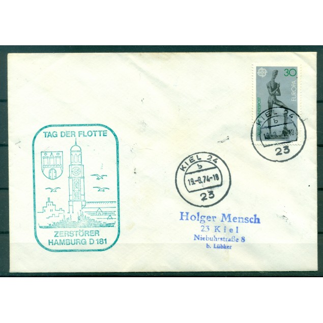 Germany 1974 - Cover destroyer Hamburg