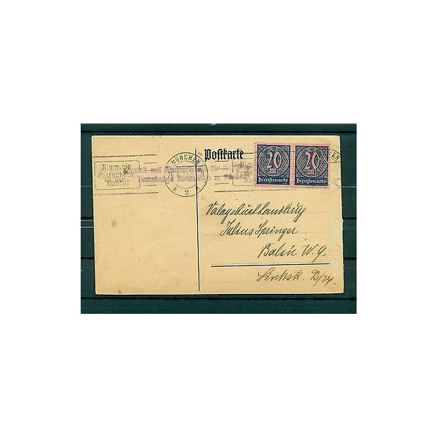 Allemagne - Germany 1923 - Michel n.72  Timbres de service- - Carte postale