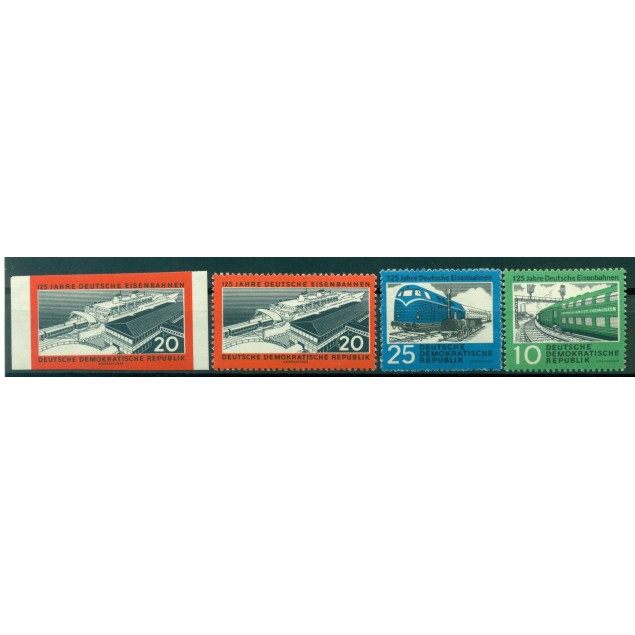 Allemagne - RDA 1960 - Y & T n. 519/21 + 520 a. - Chemins de fer allemands (Michel n. 804 C-805 A-805 B-806 C)