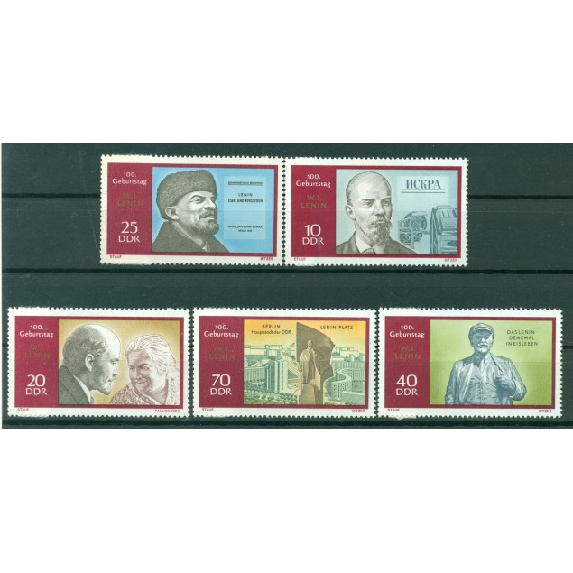 Germania - RDT 1970 - Y& T n. 1250/54 - Lenin (Michel n. 1557/61)